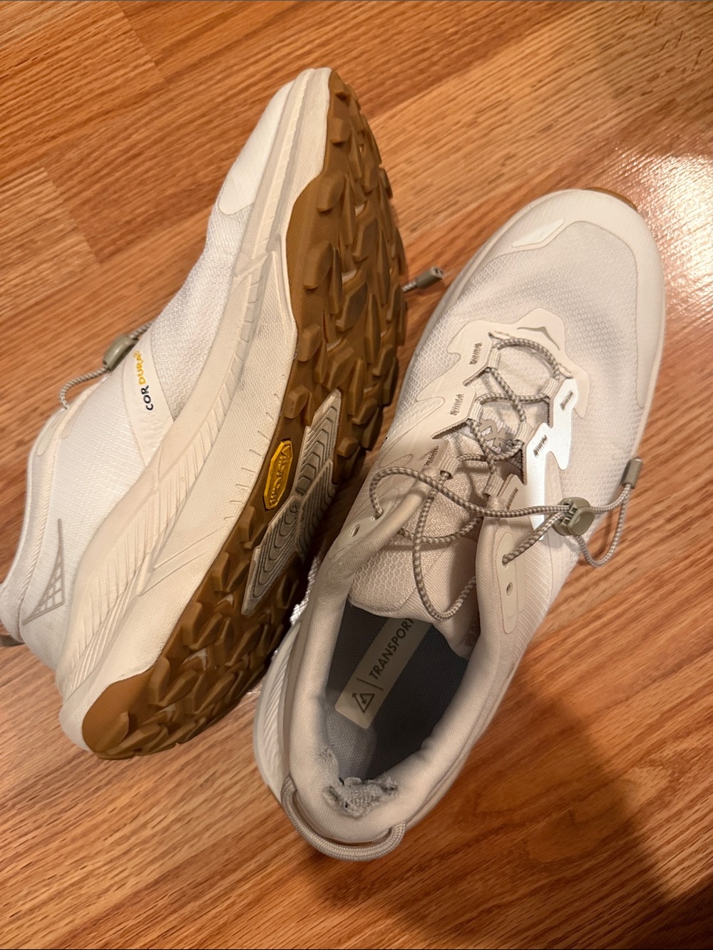 Hoka White and Gum Trail Sneakers